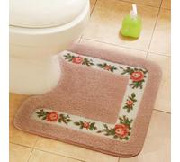YongXinMY Tappeto da bagno con motivo floreale di rosa, assorbente a forma di U, tappetino da bagno antiscivolo, morbido peluche lavabile in lavatrice, antiscivolo, per pavimento del WC, porta di