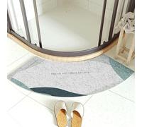 YongXinMY Tappeto da bagno curvo in pile, tappetino da doccia angolare con piante e fiori, morbido, assorbente, antiscivolo, a semicerchio, per porta del WC, cucina, separazione da asciutto e bagnato