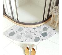 YongXinMY Tappeto da bagno curvo in pile, tappetino da doccia angolare con piante e fiori, morbido, assorbente, antiscivolo, a semicerchio, per porta del WC, cucina, separazione bagnata e asciutta (G