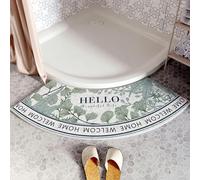 YongXinMY Tappeto da bagno curvo in pile, tappetino da doccia angolare con piante e fiori, morbido, assorbente, antiscivolo, a semicerchio, per porta del WC, cucina, separazione da asciutto e bagnato