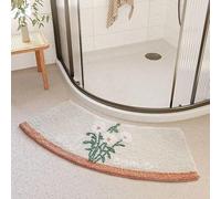 YongXinMY Tappeto da doccia curvo in peluche, motivo super morbido, in fibra, assorbente, semicircolare, antiscivolo, lavabile, soffice, per porte, angoli, vasca, lavandino (G, 42 x 100 cm)