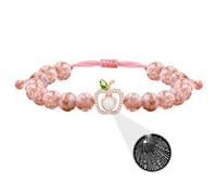 Yongxu 1 braccialetto fatto a mano con perline smaltate colorate da 8 mm, 100 lingue, con scritta "I Love You", placcato in oro rosa, regolabile, regalo per donne, anniversari, compleanni, San