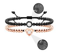 Yongxu Coppia di bracciali in acciaio inossidabile, 100 lingue I love you, lui e lei eterna coppia braccialetto, braccialetto placcato oro, regalo di vacanza per fidanzato e fidanzata gioielli, Medium