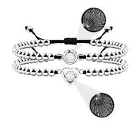 Yongxu Coppia di bracciali in acciaio inossidabile, 100 lingue I love you, lui e lei eterna coppia braccialetto, braccialetto placcato oro, regalo di vacanza per fidanzato e fidanzata gioielli, Medium