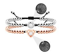 Yongxu Coppia di bracciali in acciaio inossidabile, 100 lingue I love you, lui e lei eterna coppia braccialetto, braccialetto placcato oro, regalo di vacanza per fidanzato e fidanzata gioielli, Medium