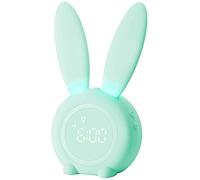 YONGYAO Sveglia Bambini Sveglia luminosa per bambini, Sveglia coniglio bambina Rabbit, sveglia lampada creativa, silenziosa, funzione snooze, 6 suoni forti, luce notturna controllata dal tempo, verde