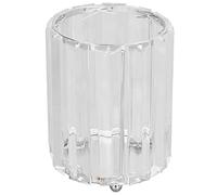 YONGZURA Glass Cosmetic Brush Holder | Transparent Organizer Box for Makeup Brushes/Pens/Desk Decor | 5 Inch Round Storage with Metal Frame, High Capacity Design (Silver)
