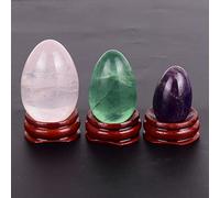 Yoni Egg per esercizi di Kegel Quarzo non forato Yoni Egg Mix Set Pietra naturale Ametista Uova da massaggio Sfera di cristallo Esercizio di Kegel, undrill 3 pezzi