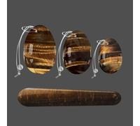 Yoni Egg Set Occhi di Tigre Bacchetta Yoni Uova di Giada Forate Esercitatore di Kegel Uova d'Amore Non Forate Prodotto Femminile - Set di corde in silicone