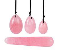 Yoni Eggs Jade Stone Egg Quartz Drilled Massage Ball Natural Crystal Kegel Exerciser for Train Pelvic, 3 in 1 con scatola decorazione della stanza (Color : 4 in 1 Without Box)