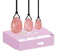 Yoni Eggs Jade Stone Egg Quartz Drilled Massage Ball Natural Crystal Kegel Exerciser for Train Pelvic, 3 in 1 con scatola decorazione della stanza (Color : 3 in 1 With Box)