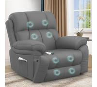 YONISEE Poltrona Relax Elettrica 150° Poltrone Massaggiante Reclinabile Alzapersona Con Poggiapiedi e Riscaldamento, USB+Tipo C, Portabicchieri, Tasche Laterali, Sofa Da Letto Salotto (Grigio Pu)