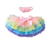 YONKOUNY Gonna Tutu Neonato Bambino Vestito Corto Fascia Hairband Set Principessa Tulle Gonna per Compleanno (Colourful, 0-6 Mesi)