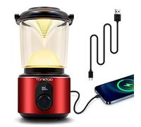 Yonktoo Lampada da campeggio ricaricabile - Lampada da campeggio a LED con 5 modalità di luce, schermo LCD e materiale in lega di alluminio, per interruzioni di corrente, dura fino a 500 ore