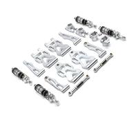 YONMFRDS per SCY 16101 per JJRC D843-YW Q117A 1/16 Braccio Sospensione Metallo Tazza Mozzo Posteriore Collegamento dello Sterzo Ammortizzatore Set Ricambi per Auto RC Parti Aggiornamento RC(Silver)