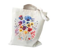 YONMLEDO Borsa Tote In Tela Stampata Wildflowers Pattern Retro Graphics Canvas Tote Bag Reusable Shopper Bag For Women Purses And Handbags