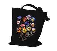 YONMLEDO Borsa Tote In Tela Stampata Wildflowers Pattern Retro Graphics Canvas Tote Bag Reusable Shopper Bag For Women Purses And Handbags