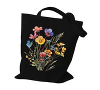 YONMLEDO Borsa Tote In Tela Stampata Wildflowers Pattern Retro Graphics Canvas Tote Bag Reusable Shopper Bag For Women Purses And Handbags