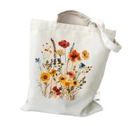 YONMLEDO Borsa Tote In Tela Stampata Wildflowers Pattern Retro Graphics Canvas Tote Bag Reusable Shopper Bag For Women Purses And Handbags
