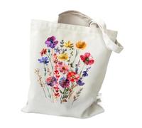 YONMLEDO Borsa Tote In Tela Stampata Wildflowers Pattern Retro Graphics Canvas Tote Bag Reusable Shopper Bag For Women Purses And Handbags