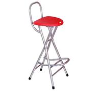 YONMLEDO Sgabelli Bar Sedia da bar reception Sgabello da pesca pieghevole balcone portatile alto con poggiapiedi(With backrest red)