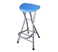 YONMLEDO Sgabelli Bar Sedia da bar reception Sgabello da pesca pieghevole balcone portatile alto con poggiapiedi(No backrest blue)