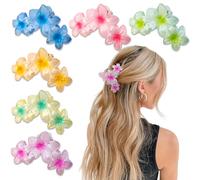 YONOY 6 fermagli per capelli a forma di fiore, antiscivolo, da donna, stile hawaiano, grandi, a forma di banana Plumeria, accessori per capelli da spiaggia (colore sfumato perlato)