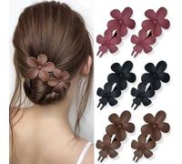 YONOY 6 fermagli per capelli a forma di fiore, opachi, alla francese, eleganti, piatti, per tutti i tipi di capelli, antiscivolo, eleganti accessori per capelli per donne e ragazze