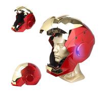 YONTYEQ Iron Hero MK 5 1:1 - Casco con voce touch e telecomando con occhi a LED, effetti sonori realistici, per cosplay, display e figure da collezione per uomo e adolescente, colore oro
