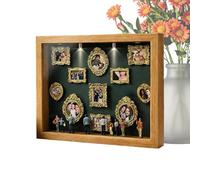 Yonuaret Museum Of Us Cornice Mini Museum Silhouette Box Regalo Personalizzata Per Coppie, Shadow Box Frame Kit With Gold Mini Frames & Figurins DIY MiniDisplay Case For Valentines Day Gift