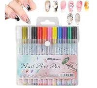 Yonuaret Penne Smalto per Unghie - Kit Manicure 12 Colori Asciugatura Rapida | Penna Pittura Gel Contorno Unghie 0.3mm | Per Arte Fai Da Te Casa Donne Ragazze Principianti