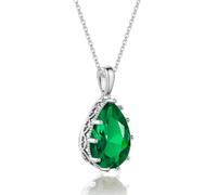 YONVUN Zircone Collana Pendente | Lacrima ovale pera pietra preziosa ciondolo Collana di Cristallo Rubino Zaffiro Smeraldo Argento Gioielli Set Regalo per Moglie Mamma Figlia Fidanzata