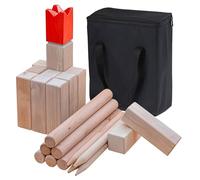 Yonxuleo Kubb - Set di giochi da cortile con borsa per il trasporto e custodia per il trasporto, set di giochi per il lancio del prato all'aperto in legno duro per feste in famiglia