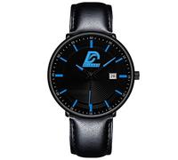 YONY Orologi minimalisti da Uomo alla Moda Orologio da Polso al Quarzo con Fibbia Magnetica Ultra Sottile Orologio da Polso al Quarzo con Cintura in Acciaio Inossidabile da Uomo d'Affari-L Nero Blu