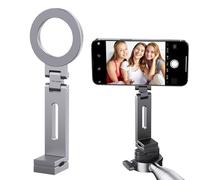 Yonynn Supporto per telefono da aereo, in alluminio, rotazione a 360°, supporto magnetico per aereo, treppiede, scrivania, portatile, compatibile con iPhone e tutti gli smartphone (argento)