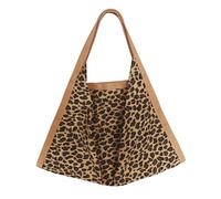 Yooamz Borsa in tela da donna, grande shopper, motivo leopardato, giallo, 58 x 17 x 33 cm, da donna, adulto, borsa a tracolla, borsa per tutti i giorni, ufficio, gite scolastiche, shopping