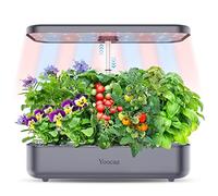 Yoocaa, Sistemi di coltivazione idroponica a 12 posti, 50 cm, regolabile in altezza, con LED, per odori; un sistemi di giardinaggio per interni, adatto come regalo per donne e madri (grigio chiaro)