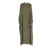 YOOCHUENG Abito Donna Islamico, Abaya a Copertura Totale con Hijab, Verde