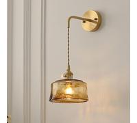 YOOCHUENG Applique da Parete Vintage con Interruttore per Camera da Letto | Vetro Ambra,E27(Lampadina Non Inclusa),Cablata Fissa con Foratura,Applique da Muro Pendente per Comodino Soggiorno Corridoio
