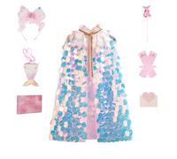 YOOCHUENG Mantello Principessa per Bambine dai 7 Anni in Su per Cosplay | Mantello Colorato con Paillettes,Costume Scintillante Bambini,Regali per la Giornata dei Bambini,per Carnevale Compleanni