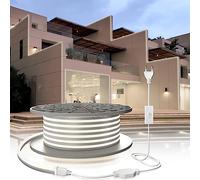 YOODI Striscia LED 5M Neon Flessibile 220V Luce Bianca Fredda Striscia Flessibile 120LED/M, PVC Tagliabile Impermeabile IP65 Luci al Neon per Interni ed Esterni, Incluso Adattatore di Alimentazione