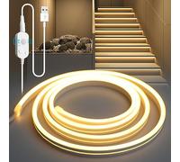YOODI Striscia LED con Sensore di Movimento, 2M Calda Luce Bianca Striscia LED con Timer, PVC Flessibile Tagliabile Luci al Neon a Dimmerabile Continua per Scale, Armadio, Cucina, Presa USB