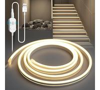 YOODI Striscia LED con Sensore di Movimento, 2M Luce Neutra Striscia LED con Timer, PVC Flessibile Tagliabile Luci al Neon a Dimmerabile Continua per Scale, Cucina, Armadio