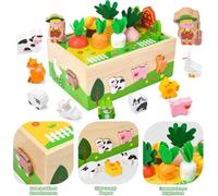 Yoodriy Giocattolo Montessori in Legno, Puzzle Raccolta Carote e Forme, Sviluppa la Coordinazione Occhio-Mano e Il Riconoscimento di Forme e Colori, Regalo Educativo per Bambini