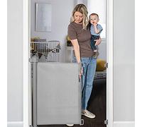 YOOFOR Cancelletto per Bambini e Animali Estensibile, 140 cm Cancello per Bambini, Mandrino in Lega di Allumino, Silenzioso e Operazione con una sola mano, per Scale/Esterni/Corridoi/Porte (Grigio)