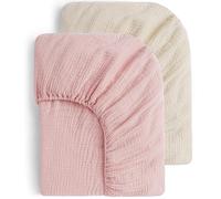 Yoofoss Set 2 Lenzuolo con Angoli 100% Cotone Bambini 60x120 cm Super Morbido Lenzuolo Biancheria da Letto per Bebè (Beige Rosa)
