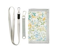Yoogain Acquerello Art Floset di colore chiaro portafoglio per gli uomini regali per giovani titolare di carta unico portafoglio per gli uomini con cordino, acquerello arte floset colore chiaro, 1
