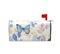 Yoogain Acquerello Arte Foglie Farfalla Blu Decorativo Mailbox Wraps per il Ringraziamento Unico Mardi Gras Mailbox Standard Size Cover para buzon