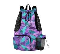 Yoogain Acquerello Spruzzi Viola Teal Coulisse Borse Per Gli Uomini Donne Palestra Sackpack Con Tasche Sacchetto Della Corda Per La Scuola
