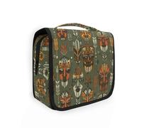 Yoogain Afro Arrow Soft Green Orange borsa da viaggio per il trucco con gancio per appendere borsa leggera kit per gli uomini con scomparti e manico
